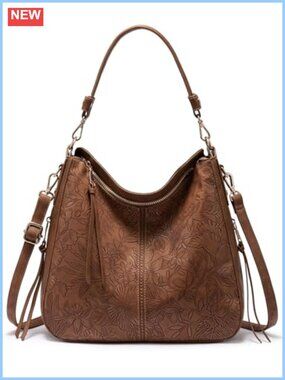 Faux Leather Hobo Crossbody Shoulder Bag Multi-Pocket Purse